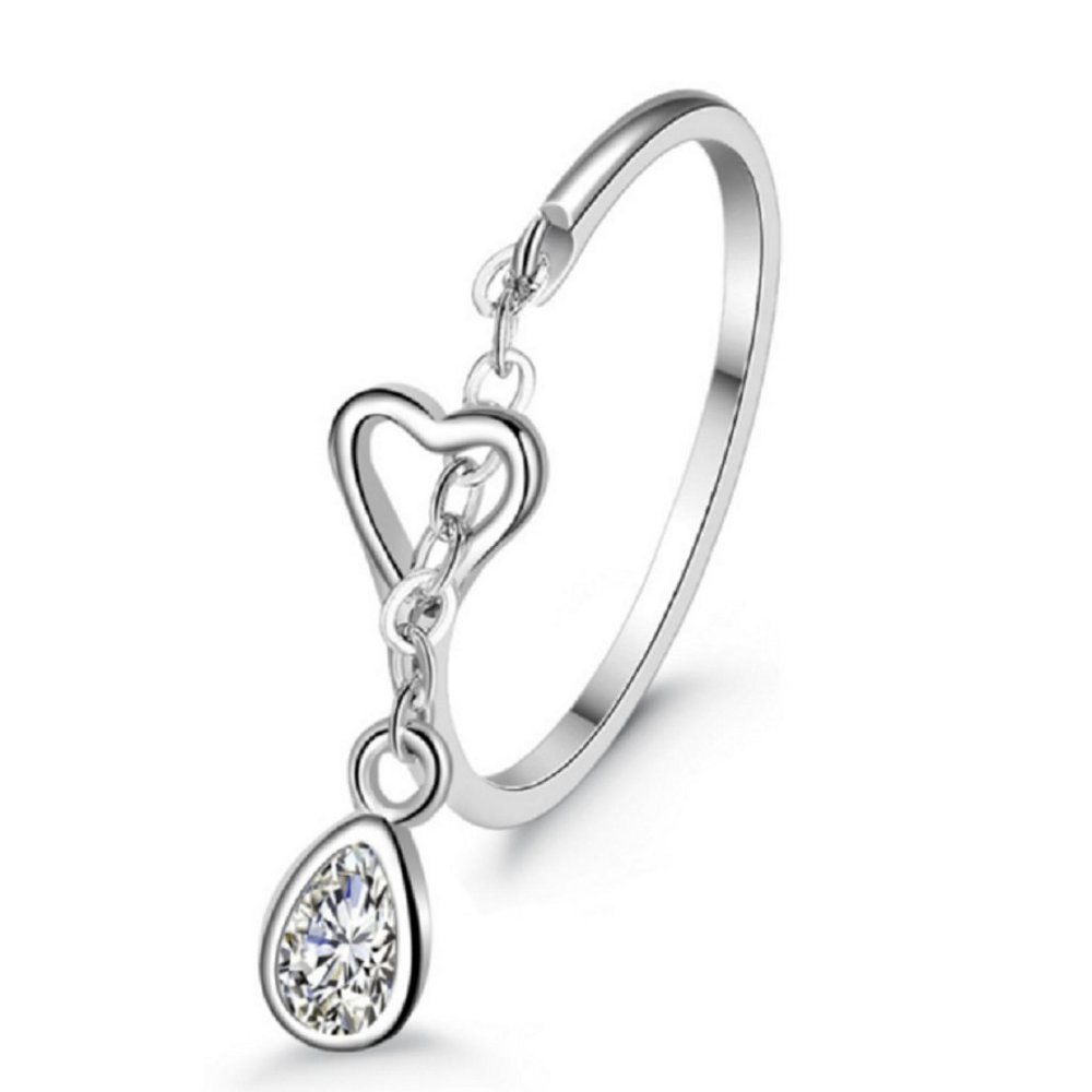Tear Drop White Sapphire 925 Silver Ring sz 6